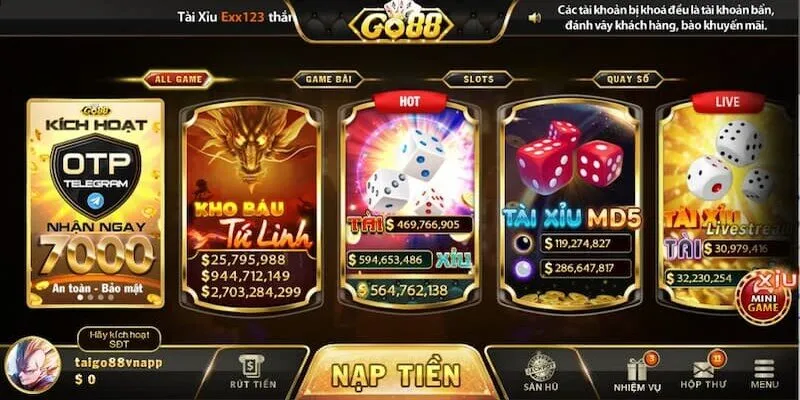 Mang đến đa dạng hình thức giải trí tại Go88